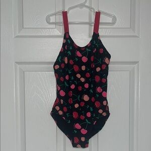 Justice Black Swimsuit with Cherry Accents